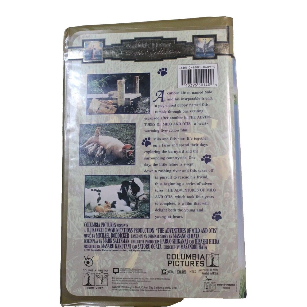 Adventures of Milo and Otis (VHS, 1997, Clamshell Case) Columbia Pictures - Picture 3 of 3